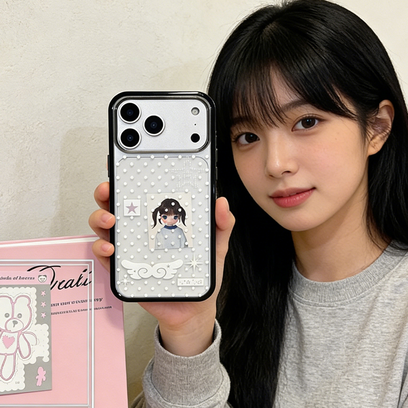 Phone Accessories For Girls - Ins Korean Girl Polka Dots Wing