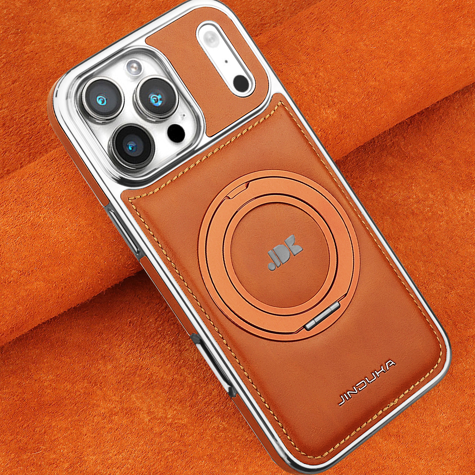 Phone Accessories Ring - Luxury Magnetic 360 Rotating Kickstand Leather