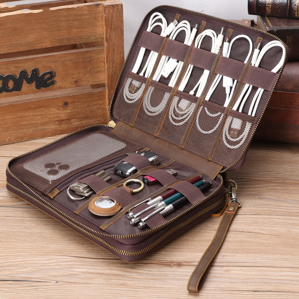 Phone Accessories Business - Full Grain Leather Travel Cable Accessories