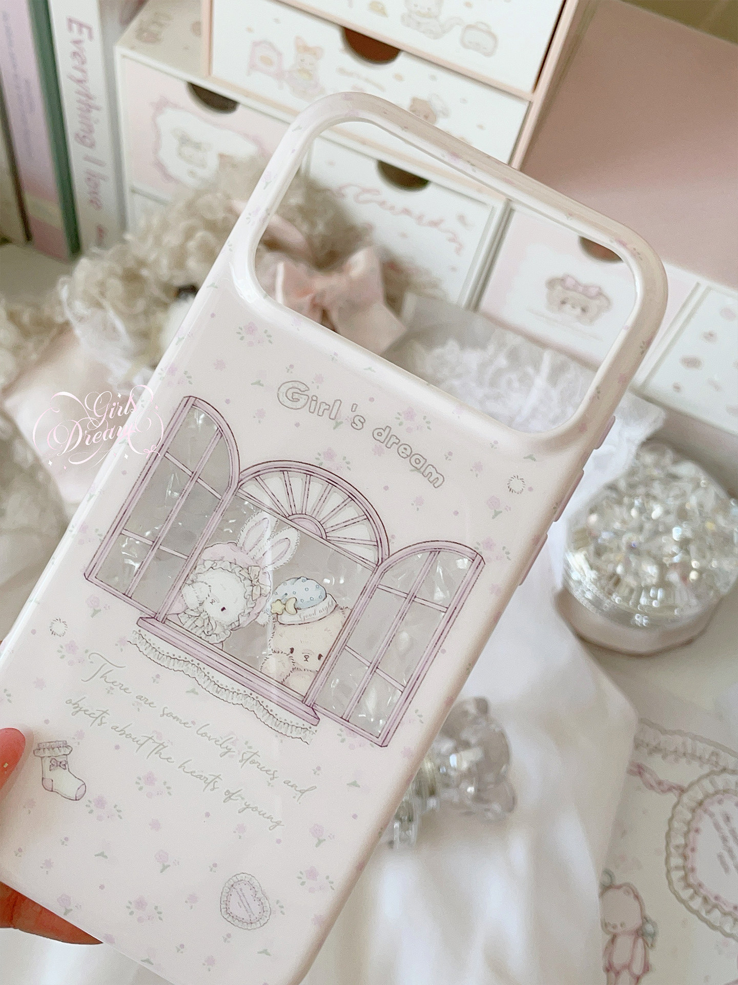 Kawaii Bunny Bear Floral Pink  - Phone Accessories For Girls recensie en prijs